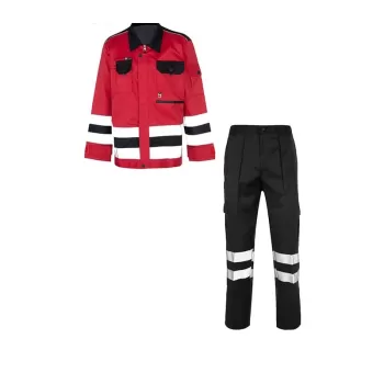 لباس کار دوتکه شبرنگ دار توفیق | قرمز و مشکی